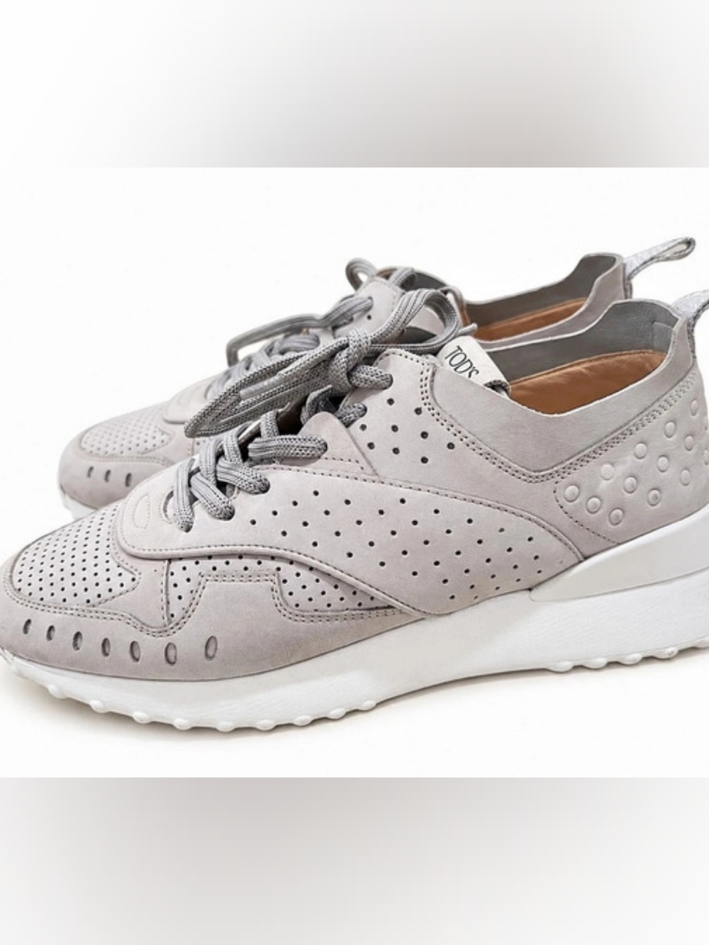 Tod's Gommino Cupsole Perforated Leather Sneakers Gray EU 36.5